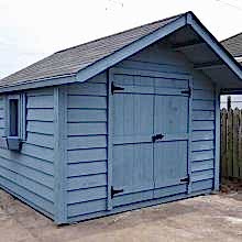 10 x 10 medium classic with a 2 foot gable overhang and double doors.